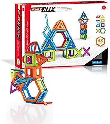 Guidecraft PowerClix Frames Magnetic Building Toys Set - 48 Piece, Stem Skills Development Toy