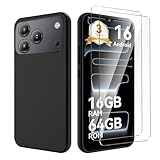 Qlfemna Handyhülle für Blackview Wave 7C Hülle mit 2 Stück Blackview Wave 7C Panzerglas Glas,Superdünnes Weiches Stoßfest TPU Silikon Schutzhülle - Schwarz