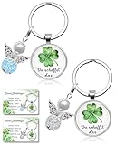 HUVZOR 2 pcs Kleeblatt Schlüsselbringer Glücksbringer, Viel Glück Geschenke zur Weihnachten,Silvester,Firmung,Schulanfang, Kleinigkeiten für Adventskalender Füllung, Kleine Geschenke