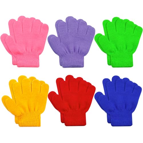 Image of ONESING 6 Pair Baby Gloves Toddler Gloves Toddler Winter Gloves Kids Gloves Winter Stretchy Knit Gloves for Kids Boys Girls