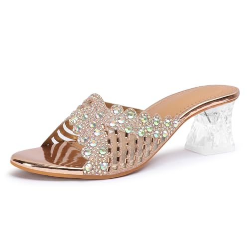 Image of Denill Women Wedding /Party Block Heel Slip-On Fashion Sandal for Women & Girls
