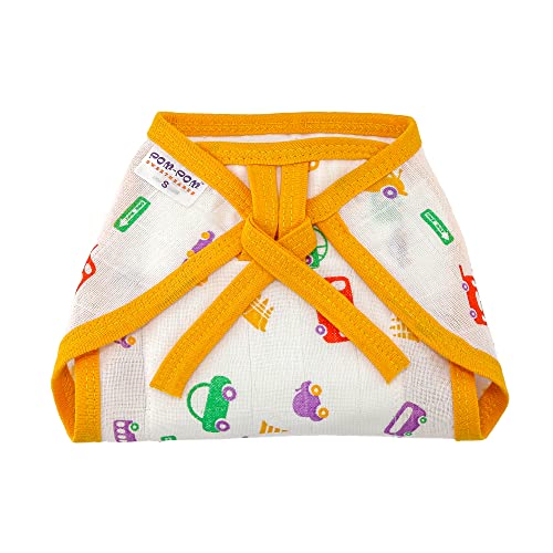 Image of Washable Cotton Muslin U-Shape Lace Nappy, Langot for Newborn Baby, Soft, Reusable, Comfortable Baby Diapers (Pack of 5, Traffic Print, 9-12 Months) -