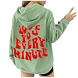 Blusen & Tuniken Für Damen Sommer Bequemes Top Kleid Dreiviertelarm -Sweatshirt mit Buchstabendruck, langärmeliges Sweatshirt, lässig, warm, mit Kapuze, weicher Pullover, Bluse E Girl