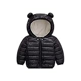 Unisex Little Boys Girls clothes Down Jacket Hoodie Coat Winter Warm Outerwear (Black-white, 9-12...