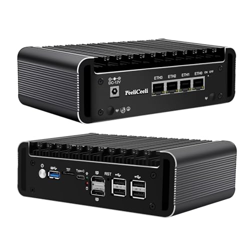 PeeliCeeli Mini PC, Firewall Appliance 4x2.5 Gigabit I226-V LAN, J6413 Processor, Micro Computer Router Triple Display, Dual SATA, 2xM2_NVMe, TF, AES-NI, OPNsense, USB, Barebone NO RAM NO SSD