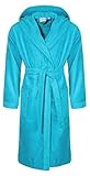 VERWENDUNG: Der Kapuzen-Bademantel zeichnet sich unter anderem dadurch aus, dass er Unisex anwendbar ist. Herren und Damen können ihn also gleichermaßen benutzen. Er besticht dadurch, dass er in der Sauna als Saunamantel, beim Wellness als Wellness Bademantel und ganz einfach im Badezimmer oder als Reisebademantel zu benutzen ist.