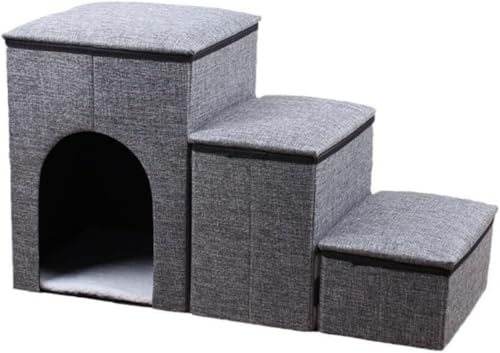 Xiraivke3 段犬用ステップ 折りたたみ式ペット階段 小型犬用ソファラダー ペットおもちゃ収納ボックス付き 取り外し可能 丈夫な素材 犬小屋周り用ペットラダー?