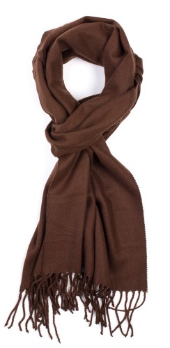 Plum Feathers Rich Solid Colors Cashmere Feel Winter Scarf chocolate