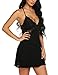 ARANEE Women Lingerie Sexy Chemise Nightie Lace Babydoll V Neck Sleepwear Slip Dress Black