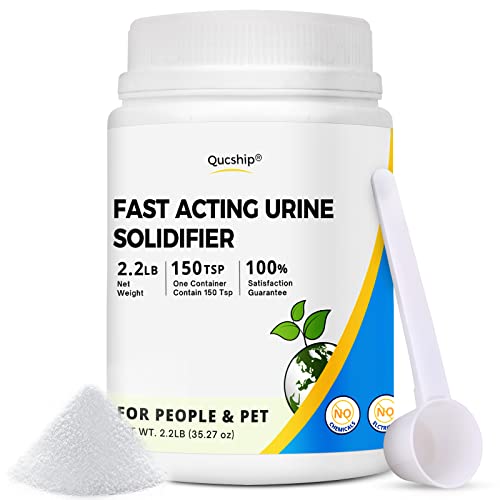 Qucship 2.2LB Urine Super Absorbent with Spoon Toilet Gel Powder for Portable Bedpans Eco Gel Camping Toilet Chemicals Sodium Polyacrylate Solidifier for Pet Loo Urinal Deodorizer