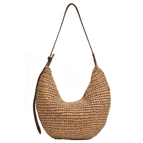 Sac demi-lune pour femmes bandoulière paille voyage vacances