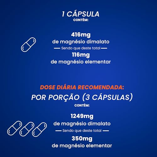 Max Magnésio Dimalato, 350mg de magnésio elementar por dose, 180 cápsulas, Biogens