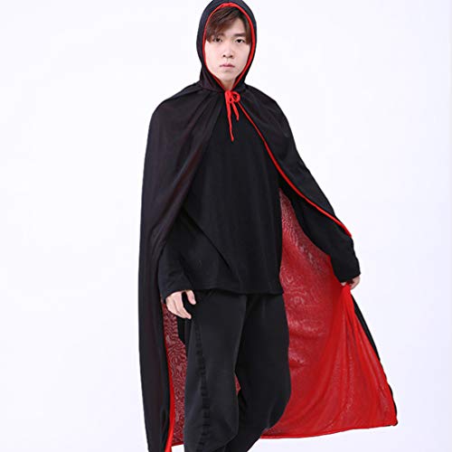 1 Bolsa De Abóbora Com Capuz Capa De Ceifador De Vampiro Adulto Capa Vermelha e Preta Com Capuz Traj