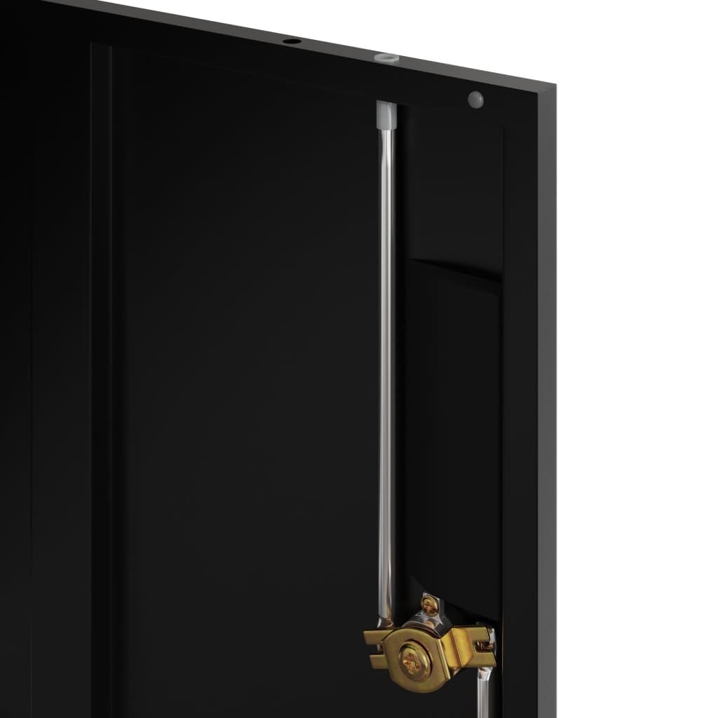 vidaXL Armario Archivador, Mueble Auxiliar con Cerradura, Almacenamiento de Archivos Documentos, Archivador para Oficina, Acero Negro