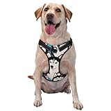 Siberian Husky Puppies Dogs Art Dog Harness Pet Harnesses, Adjustable Reflective Outdoor Vest, for Small, Medium, Large Dogs, Easy Control Handle for Walking