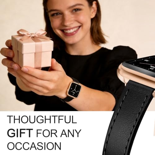 Image of JR.DM Slim Leather Bands Compatible with Apple Watch Band 38mm-49mm | Genuine Leather Thin Band Feminine Design Strap for Iwatch Ultra SE Series 11 10 9 8 7 6 5 4 3 2 1
