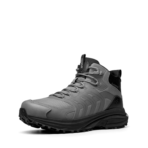 NORTIV 8 Botas Montaña Hombres BotasTrekking Impermeables Botas Senderismo Ligeros al Aire Libre Antideslizantes,Size 44.5,Gris Negro,SNHB26001M