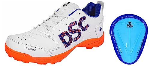 Image of DSC Beamer Cricket Shoes Size for Men (7 UK, Fluro Orange-White) Attitude Cricket Abdominal Guard Men, Multicolor