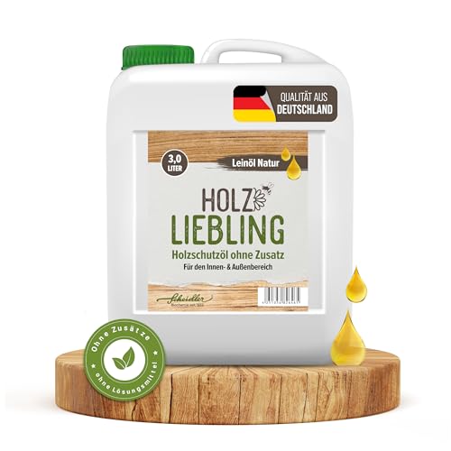 Scheidler Holz Liebling Leinölfirnis 3 Liter – Natürliches Leinöl als Holzlasur Außen & Innen Wetterfest – Lebensmittelechtes Hartwachsöl/Holzöl Möbel & Garten – Bootslack Alternative