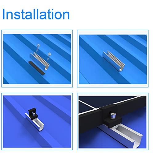 Solarmodul Halterung Kit 12cm und Zubehör Schwarz Eloxiert 30-35mm Verstellbar,Halterung für Solarmodule,Für Solarpanel Halterung,Trapezblech Flachdach Montage PV Befestigung Set