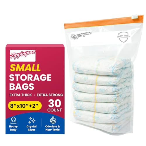 Image of Reusable Transparent Storage Bags with Slider Zip Lock | 15 Large Size (12 inchx14.5 inch with 5 inch Bottom) | Ziplock Pouch or Bag for Clothes, Shoes, Saree & Travel Packing | Zipper Pouch (Small (30))