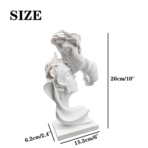 Estatua abstracta de pareja besándose en resina blanca miniatura 6
