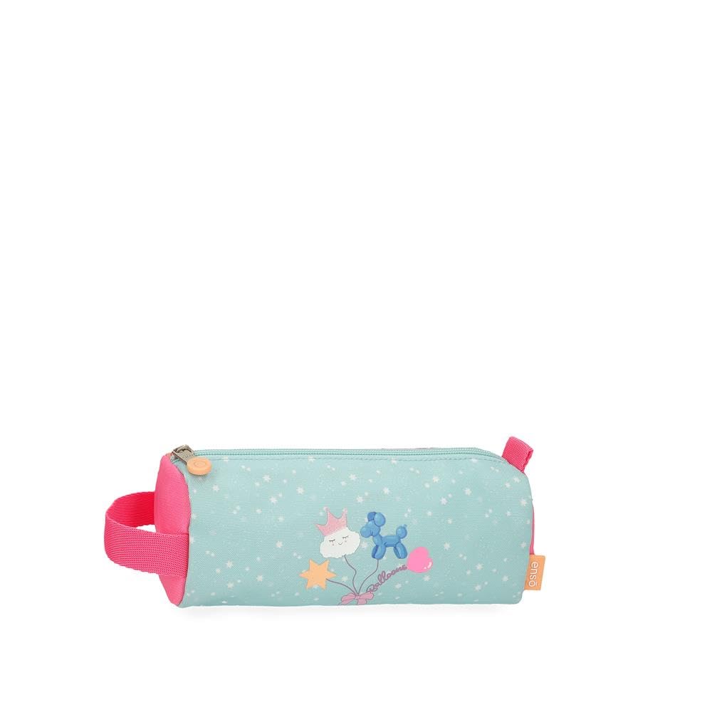 Enso Balloons Round Pencil Case, Multicoloured, 22 x 8.5 x 8 cm, Polyester, Multicoloured, One Size, Round Case