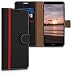 Produktbild kwmobile Wallet Case kompatibel mit Huawei Y6 (2018) - Hülle Kunstleder mit Kartenfächern Stand in Schwarz Rot