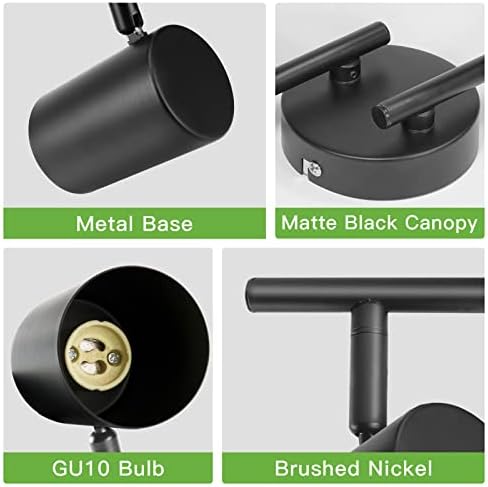 Kimjo 4 Way LED Ceiling Light Rotatable, Spotlight Ceiling Bar with GU10 Socket, Modern Black Metal Light Ceiling Wall Spot Light for Living Room Bedroom Kitchen Hallway, Bulb not Included