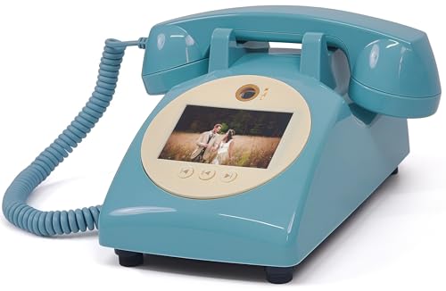 Image of RetroVox Video & Audio Guest Book Wedding Phone Guestbook Creative Easy to Use & Fun Engagements Anniversaries Baby Showers Graduation (C Blue)