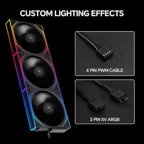 Image of Thermalright TL-M12QR 120mm ARGB Reverse Case Fan, Daisy-Chain | 1500RPM | Silent Computer Fan with Infinite Mirrors on Both Sides(Black) | Reverse Airflow, Daisy Chain PWM /ARGB, Infinity Mirror Lighting