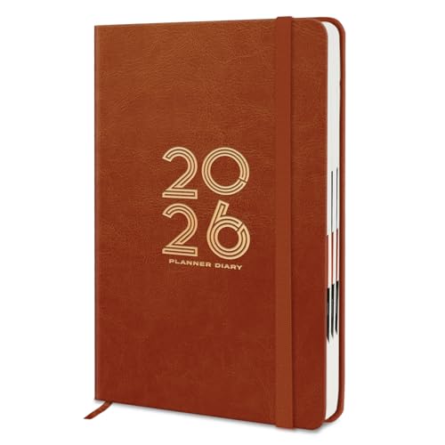Image of Jhingalala Diaries - Hard Bound Leather Cover 2026 Diary with 365 Dates I Daily Planner Diary 2026 With Calendar | Size A5 15x21 cms (Tan Brown)