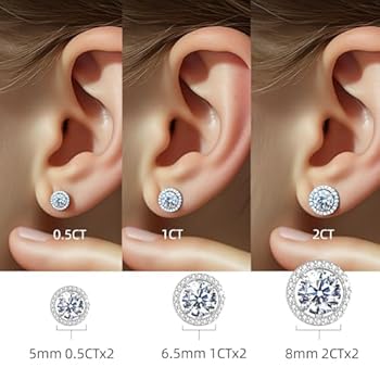 FEIKFEIZ Moissanite Earrings for Women 1 Carat Lab Cultured