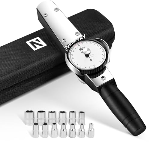Image of NEWTRY Dial Torque Wrench, 1-10N.m, ±3% Accuracy, w / 4-14mm Sockets | 0.1N.m Graduation, Peak Memory, Dual-Scale Dial, Clockwise & Counterclockwise, Alloy Steel, Anti-Slip Handle, 1 /4 inch Drive