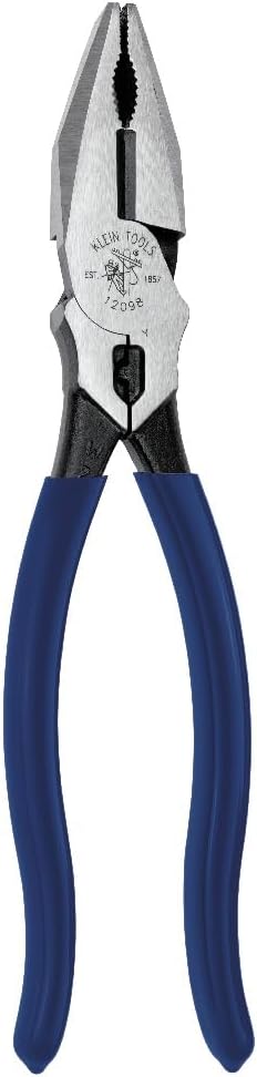 Klein Tools 12098 High Leverage Universal Lineman Combination Pliers with Crimping Die, Toothed Pipe Grip, Induction Hardened Knives, 8-Inch