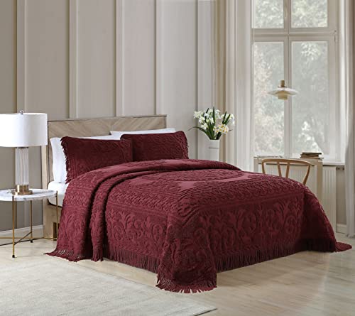 Image of Beatrice Home Fashions Medallion King Cotton Chenille Sham, Burgundy