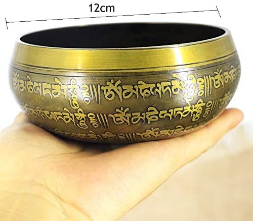 Set di Campane tibetane in Metallo, realizzate a Mano in Nepal con mazzuolo e Cuscino, Regalo utile per Yoga, Meditazione, Preghiera, Zen, guarigione dei Chakra, rilassamento e consapevolezza.