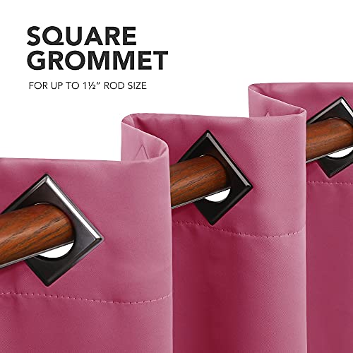 Image of Deconovo Solid Blackout Curtains Thermal Insulated Curtains Grommet Top Room Darkening Curtains for Bedroom 52W x 63L Inch Fuchsia 1 Pair
