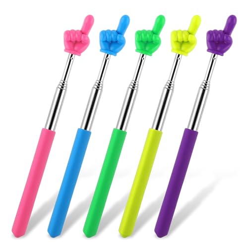 DSLSQD 5 Pieces Teacher Pointer Stick, Retractable Finger Pointer Stick Teacher Pointer For Classroom Finger Reading Tool Teacher Must Have Hand Touch Stick For Teacher Classroom Accessories