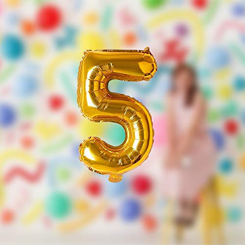 Image of AMFIN 17 inch 5 Number Foil Balloon, Birthday Decoration Items [Helium Supported] - Gold