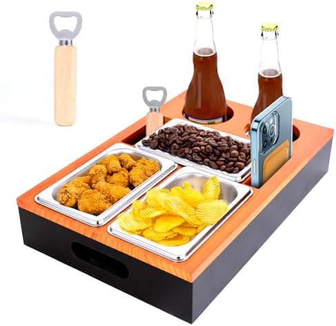 Couch Bar Holz, Couchbar Snackbox Weinglashalter, Rechteckig