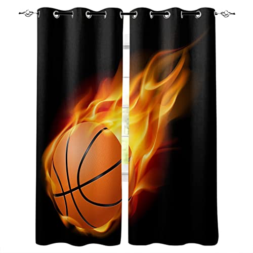 FGYSFT Opacas Cortinas Dormitorio - Negro Llama Baloncesto Deportes 69X100CM X 2 Cover