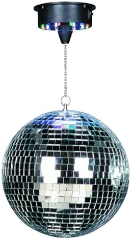 Ibiza - DISCO1-30 - kula fasetowa o średnicy 30 cm z podstawą z 18 diodami LED i łańcuchem o długości 20 cm - zasilanie bateryjne
