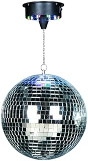 Ibiza - DISCO1-30 - kula fasetowa o średnicy 30 cm z podstawą z 18 diodami LED i łańcuchem o długości 20 cm - zasilanie bateryjne