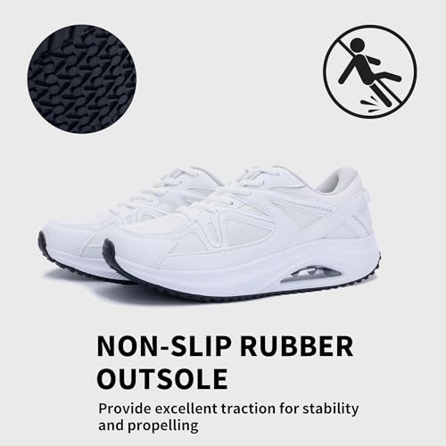 Image of SURRAY Womens Walking Shoes for Plantar Fasciitis, Arch Support Orthotic Sneakers Comfortable Tennis Shoes for Foot Pain Relief PinkGrey US Size 6-11