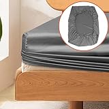 MARQUESS Satin Fitted Sheet-Deep Pocket Soft Bottom Bed Sheets Only,Luxury Silky Mattress Cover,Wrin