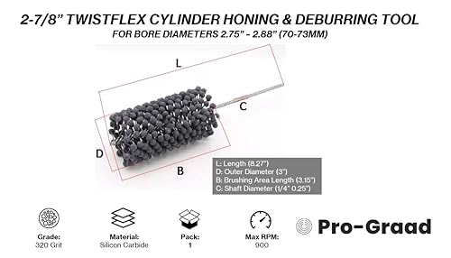 Image of 2-7 /8 inch 320 Silicon Carbide TwistFlex Cylinder Hone 71-73mm, 2.75 inch - 2.87 inch