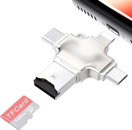 Image of WeFly 4 in 1 Flash Drive with Light-ning, Micro USB, USB A, Type-C Interface Mini Hangable PenDrive for iOS & Android Compatible with iPhone, iPad, Android, PC and More Devices
