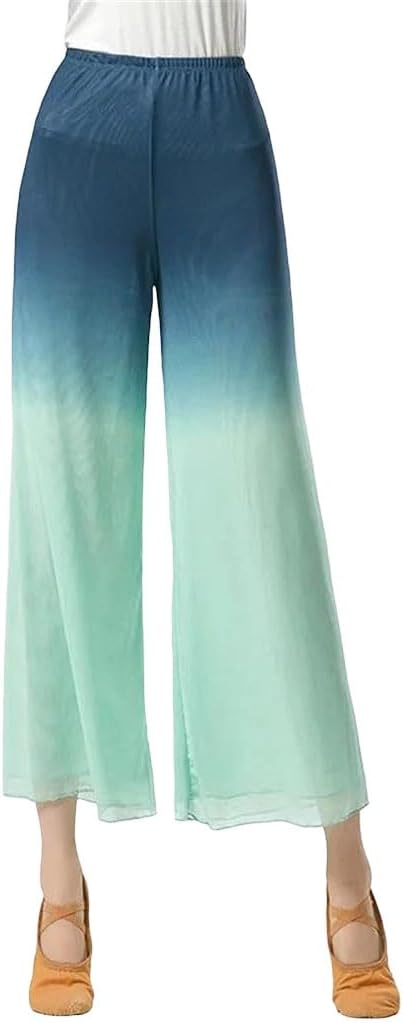 Women's Two-Layer Gradient Gauze Wide Leg Classical Dance Stage Performance Pants Dancer Costume
