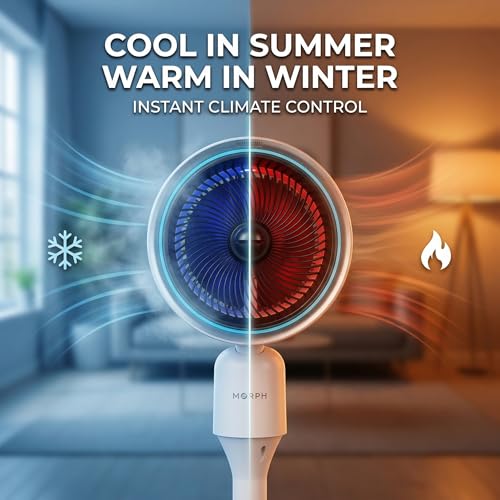 Image of MORPH 707 Smart Fan with Cooling, Heating & Mist (Humidifier) | 120 Airflow, Remote Control, 3 Speed Modes, LED Display, Tower Fan for Home & Office (White)